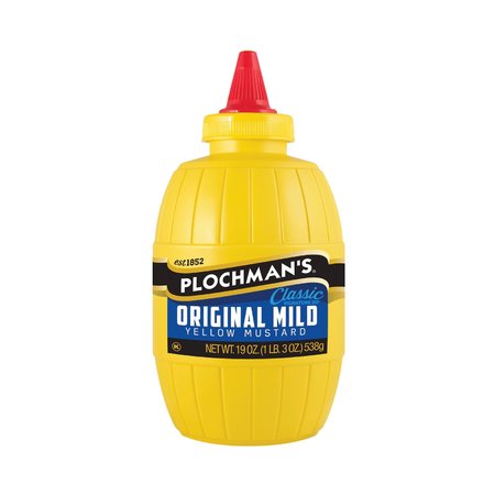 Plochmans 19 oz Mild Yellow Mustard Squeeze Barrel YELLOWBARREL19